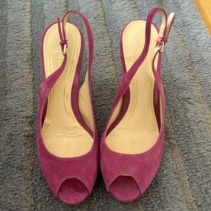 Cole Haan Purple Suede Nike Air Suede Peep Toe Slingback Size 6.5